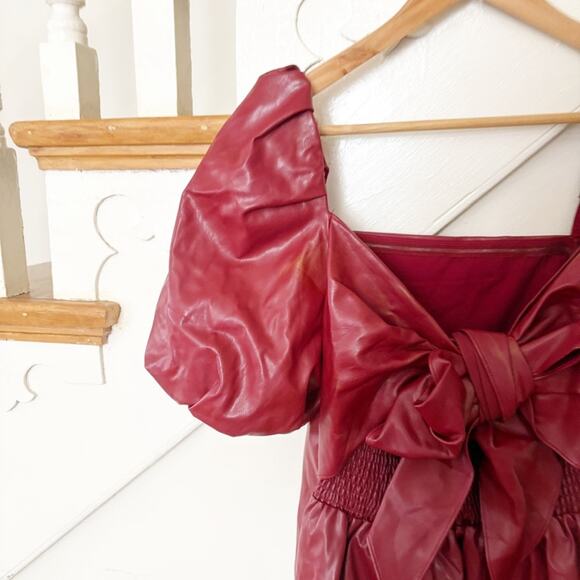 Mare Mare x Anthropologie Greer Faux Leather Mini Dress Cherry Red Size S Small - Picture 5 of 8